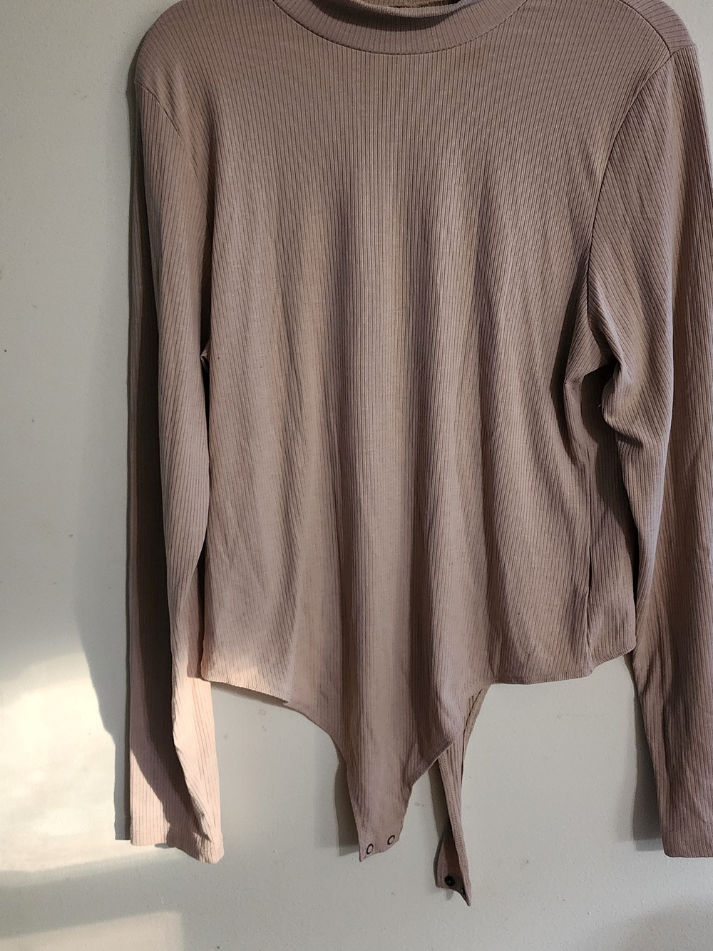 American Eagle Outfitters Taupe Ribbed Mock Neck Long Sleeve Bodysuit XXL